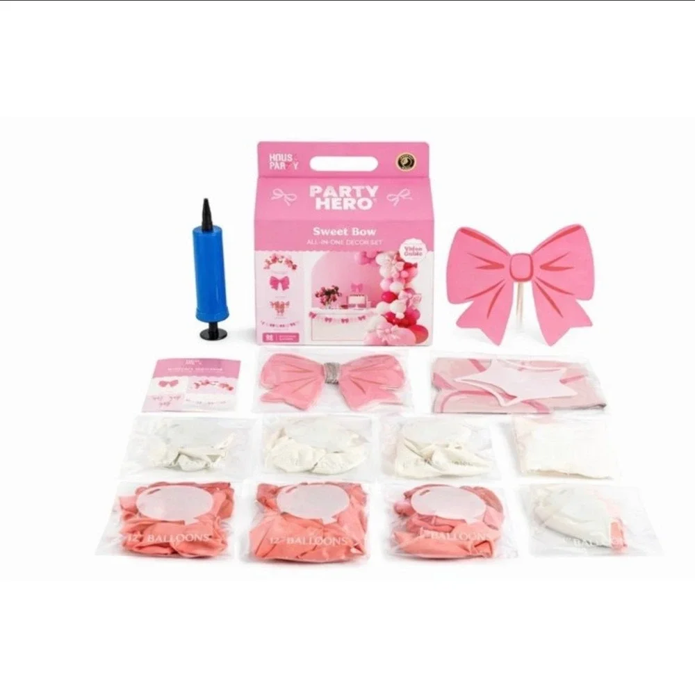 House of Party Sweet Bow‎ All-In-One Decor Set 86pc Pink Balloon Garland Banner